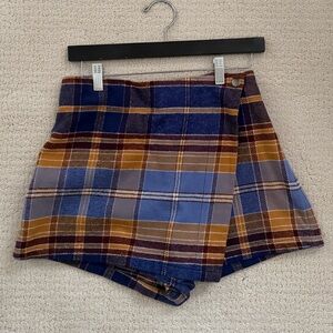 Free people Navy and Tan Plaid Skort